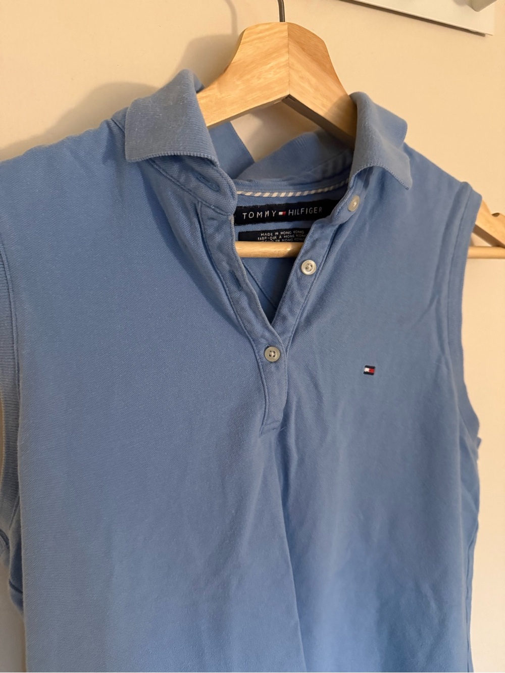 Tommy Hilfiger Sleeveless Polo Top - Light Blue